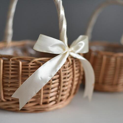 (blanco95) Cesta de flores de ratán cesta tejida a mano con inserto de plástico secado - Imagen 1 de 12
