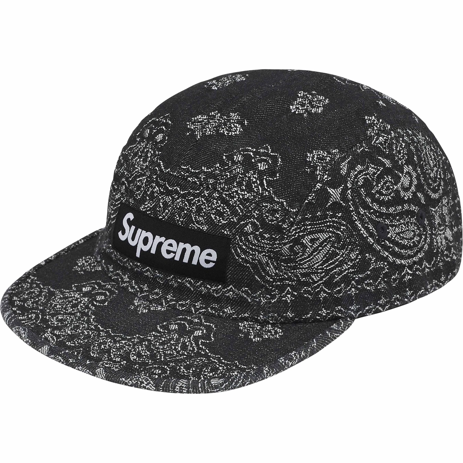 Casquette de camp bandana denim jacquard suprême noire **réception suprême*en main**