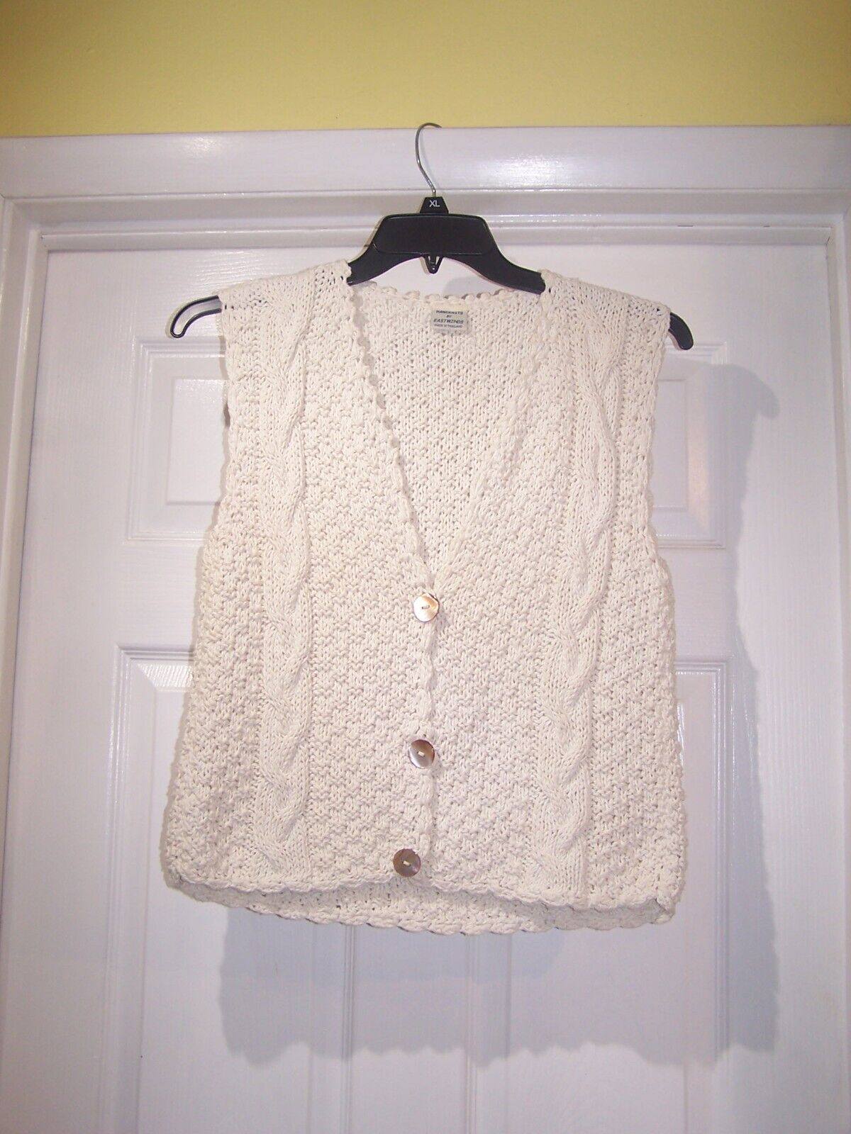 Handknits by Eastwinds Ivory  Button Crochet Swea… - image 1