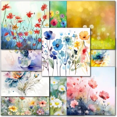Doodlecards Pack of 10 Floral Watercolour Blank Cards Notelets Notecards Thank y