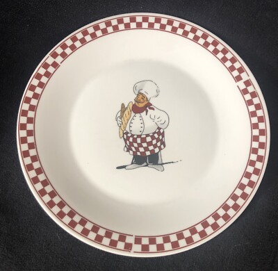 Alco Red Checks With Chef Print 10 1/8  Dinner Plates Set Of 3