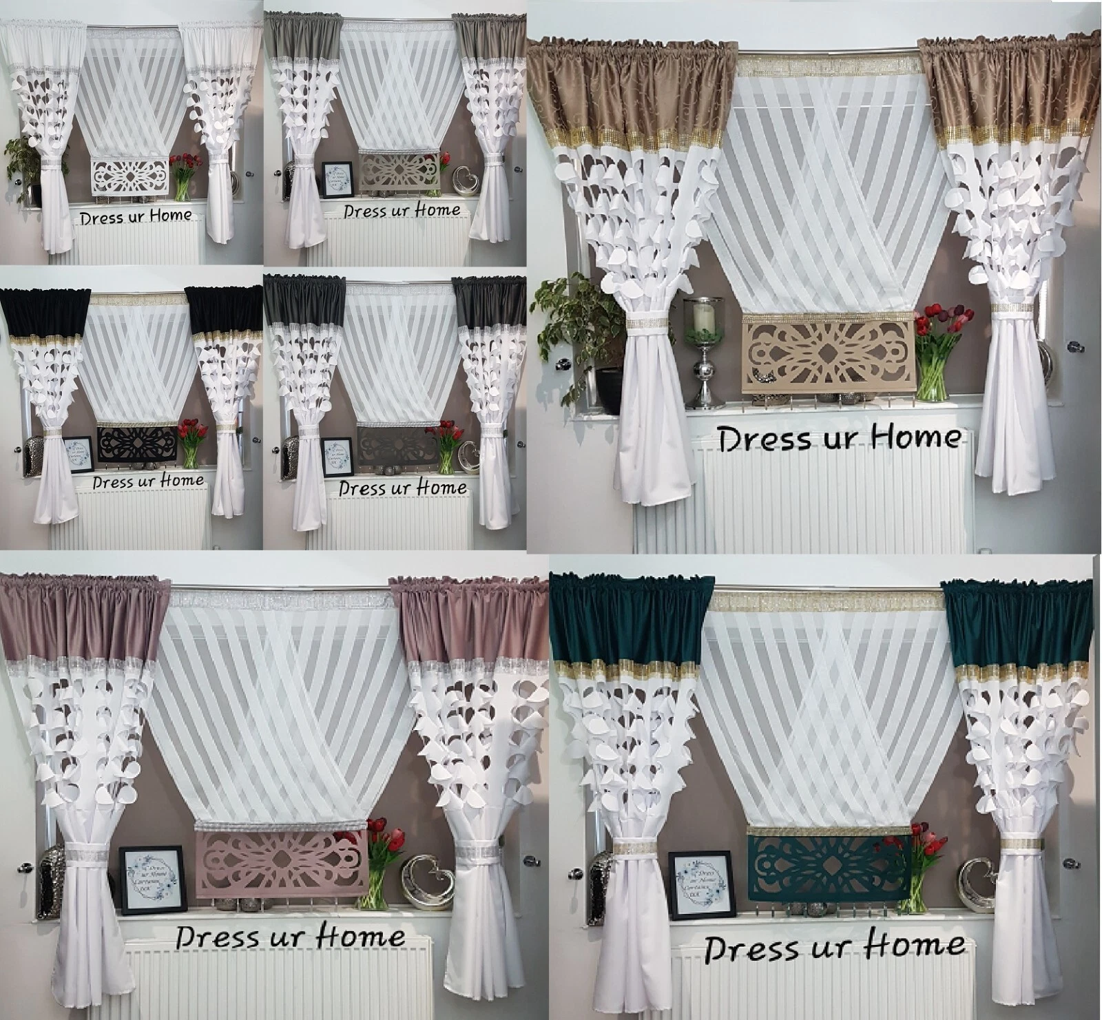 Net panel with curtains living room laser cut design zircons diamante beads