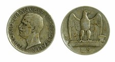 pci4670) Vittorio Emanuele III  (1901-1943) - 5 Lire Aquilino 1928 *