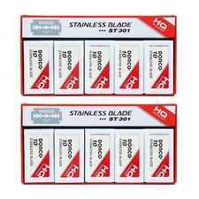Dorco ST301 Double Edge Razor Stainless Blades (100 Blades/pack )  PACK OF 2