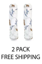 Baby Blanket Swaddle Muslin Lion Family & Bird Organic Cotton Bamboo 2 PACK