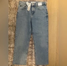 Topshop Petite High Waist Straight Raw Edge Jeans Size US8 NWT