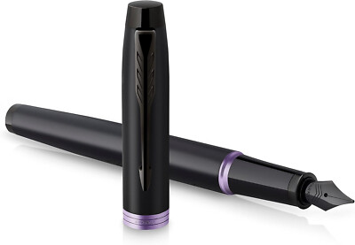 Parker IM Vibrant Rings Füllfederhalter Amethyst Schwarz Matt Lack Feine Spitze