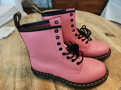 Dr Doc Martens Leather Combat Boots Light Pink Matte Women
