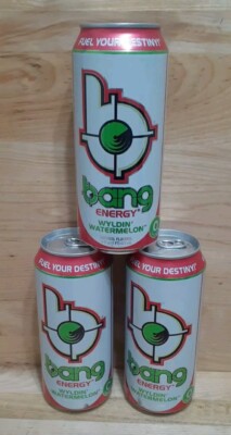 3 CANS:  BANG ''WYLDIN WATERMELON  POTENT BRAIN & BODY FUEL Energy VEGAN COQ10
