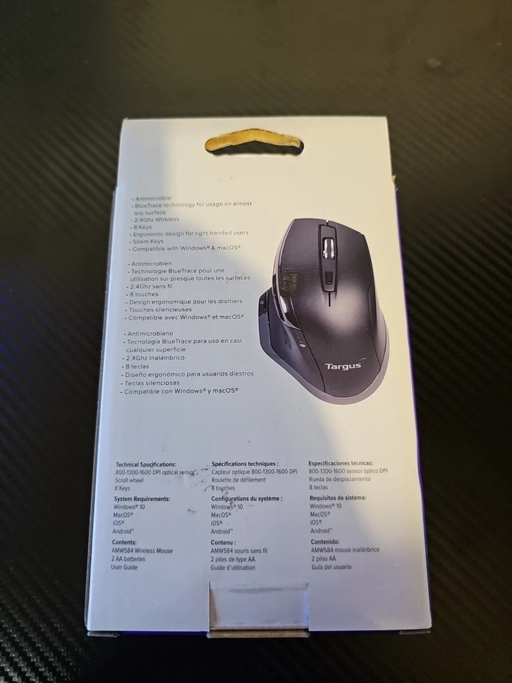 Targus Ergonomic Mouse, Anti Microbial - Black (AMW584GL) Modern - Image 2 of 3