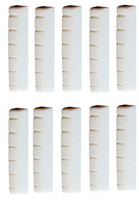 10 x Knochen-Gitarrenmutter 1 3/4'' (45 mm) Gitarrenbauer-Sattelsteg weiß