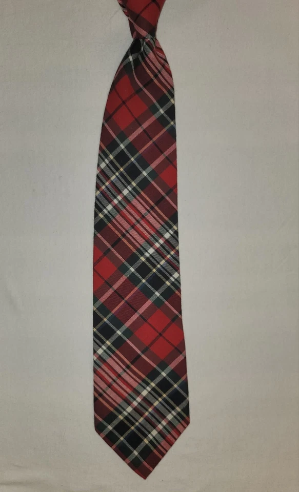 Corbata de cuello bajo a cuadros roja/verde/azul para hombre Foto 3 de 4