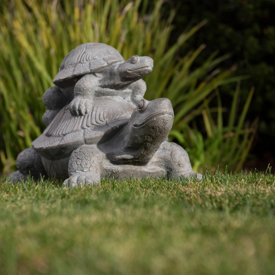 XBrand 18.9"L Light Grey MGO Mother and Baby Turtle Statue XR-5-0460 - Image 3 of 4