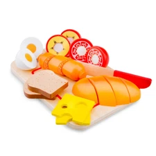 11pc New Classic Toys Cutting Food Meals Wooden Play Food Set For Kids Cut Apart