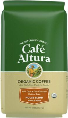 Cafe Altura Whole Bean Organic Coffee, House Blend (Packaging May Vary)