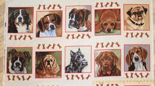 Off the Leash Dog Beagle Lab Spaniel Bulldog Pug Sqs Fabric   23" x 42"   #6116
