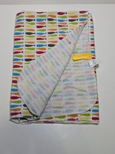 Bananafish Fish Print Baby Receiving Blanket Flannel White Blue Green Orange