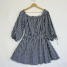 Lovers + Friends Get Lost Gingham Off Shoulder Mini Picnic Dress Womens Medium