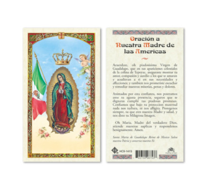Oracion a Nuestra Madre de las Americas - Spanish - Laminated  Holy Card 141S