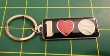 Black, I Love Baseball, Metal Enameled Keychain, Keyring