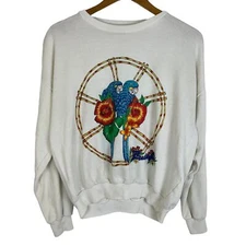 VTG 80's Maui Trading Hawaii Parrot Paradise Isle Pullover Sweater Sz S/M