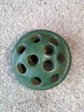 Vintage Green Pottery Flower Floral Frog 10 Holes 3 1/2" Dia