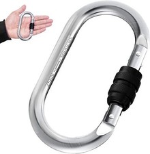 EZYA Carabiner Clips Heavy Duty 25KN/5600LB - 4.3" Large Caribiniers Silver
