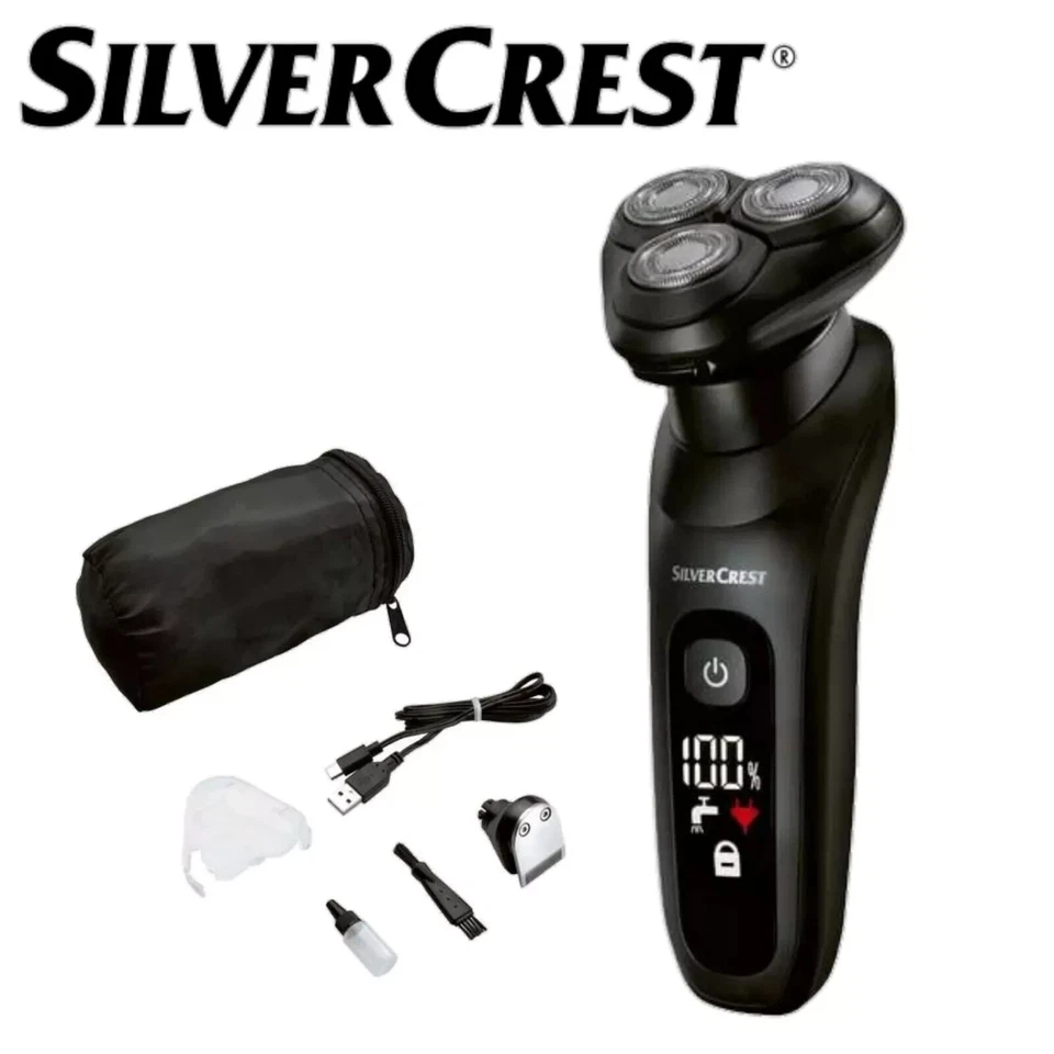 Silvercrest Cordless Battery LED Rotary Shaver Wet & Dry Shaving IPX6 NEW BOXED