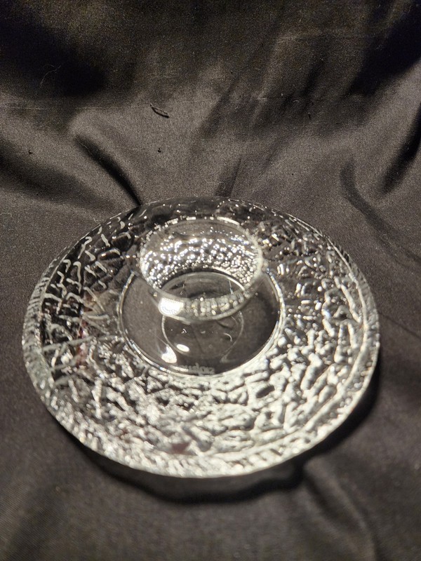 Vintage Orrefors Crystal Discus Votive Candle Holder Great Condition