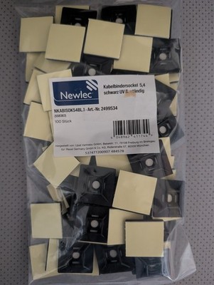 Newlec Kabelbindersockel 5,4 Schwarz - UV Beständig - 100 Stk - NEU - VERPACKT