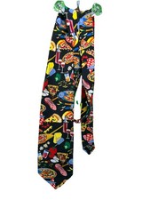 Charing Cross Pizza Tie Food Novelty Made in USA Black Italian