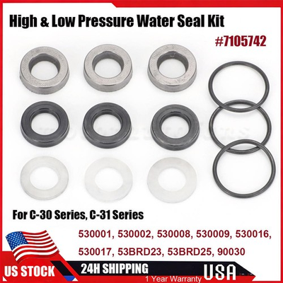 #ad Water Seal Kit High amp; Low Pressure 12mm Pressure Washer Pump Seals C 30 #7105742 $19.99
