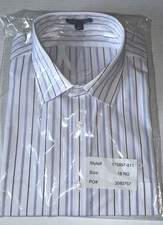 Fourmy By Cintas White W/ Blue Stripes Uniform Shirt Short Sleeves Men's Sz 18 R
