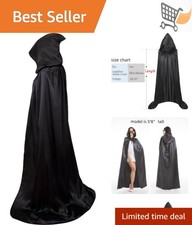 Unisex Satin Hooded Cloak Costume Cape for Halloween Party and Cosplay