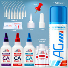 CA Glue  Super Glue Accelerator Kit 3x2 oz Net Wt Thin Medium Thick ceramic