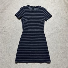 Madewell Dress Womens 2 Black Gray Striped Short Sleeve Upstage Shirt Pullover