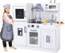 Large Cooking Pretend Play Kitchen Sets Kids Wooden Playset Toys Gifts White