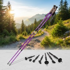 Nordic Walking Stöcke 2er Set Alu Violett Teleskop Antischock Trekking Wandern