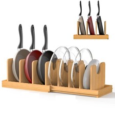 Expandable Pot Lid Organizer, Bamboo and 27.75 inches,