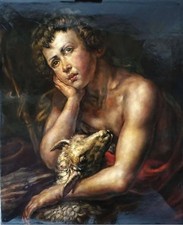 Bellissimo Dipinto Olio su Tela - Ritratto  Giovane Uomo con Violino - 50x60 Cm