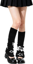 Y2K Star Skull Print Leg Warmers for Girls Knitted Legwarmers for Women Punk Par