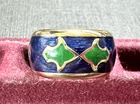 Sterling 925 Stamped, Gold Overlay, Made in Italy, Vintage Royal Blue/Green En