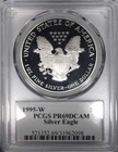 1995-W Proof American Silver Eagle PCGS PR69DCAM Mercanti SPOTS