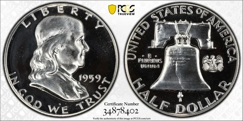 1959 50c Silver Proof Franklin Half Dollar PCGS PR67