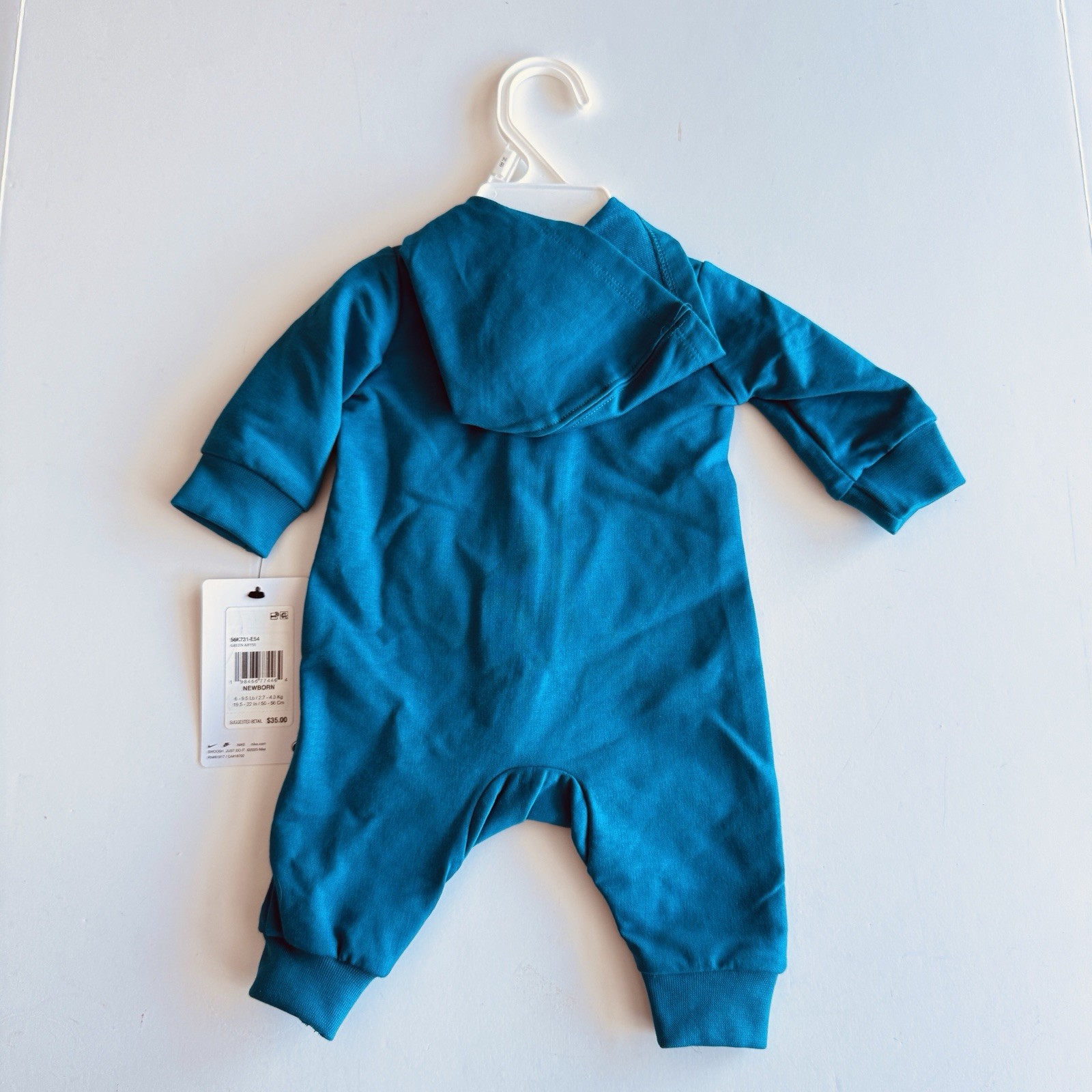 Nike Newborn Baby Boys Hooded Long Sleeve Coverall Turquoise Size Newborn NWT thumbnail 2