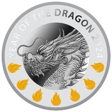 2024 Niue Year of the Dragon 7 Elements $1 Pure Silver 17.50 g Coin MintOfPoland