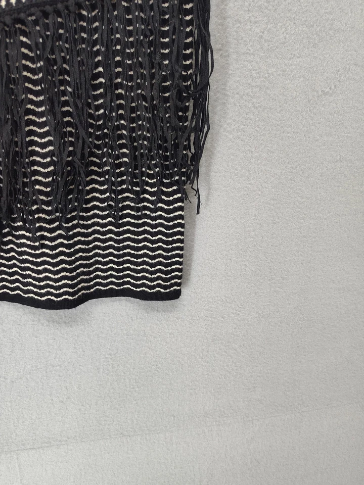 Romeo Juliet Couture Skirt Womens Small Black Fringe Knit Striped Boho Retro - Image 4 of 4