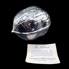 F.B. Rogers Silver Company The Walnut Silverplated Nut Dish w Patina 1970’s VTG