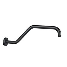 S Shape Shower Arm with Flange,High Rise Shower Head Matte Black Z Shaped