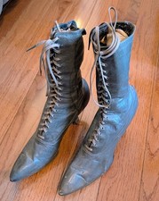 Boots Victorian Edwardian Antique Woman or Youth Leather High Top Lace Up Shoes